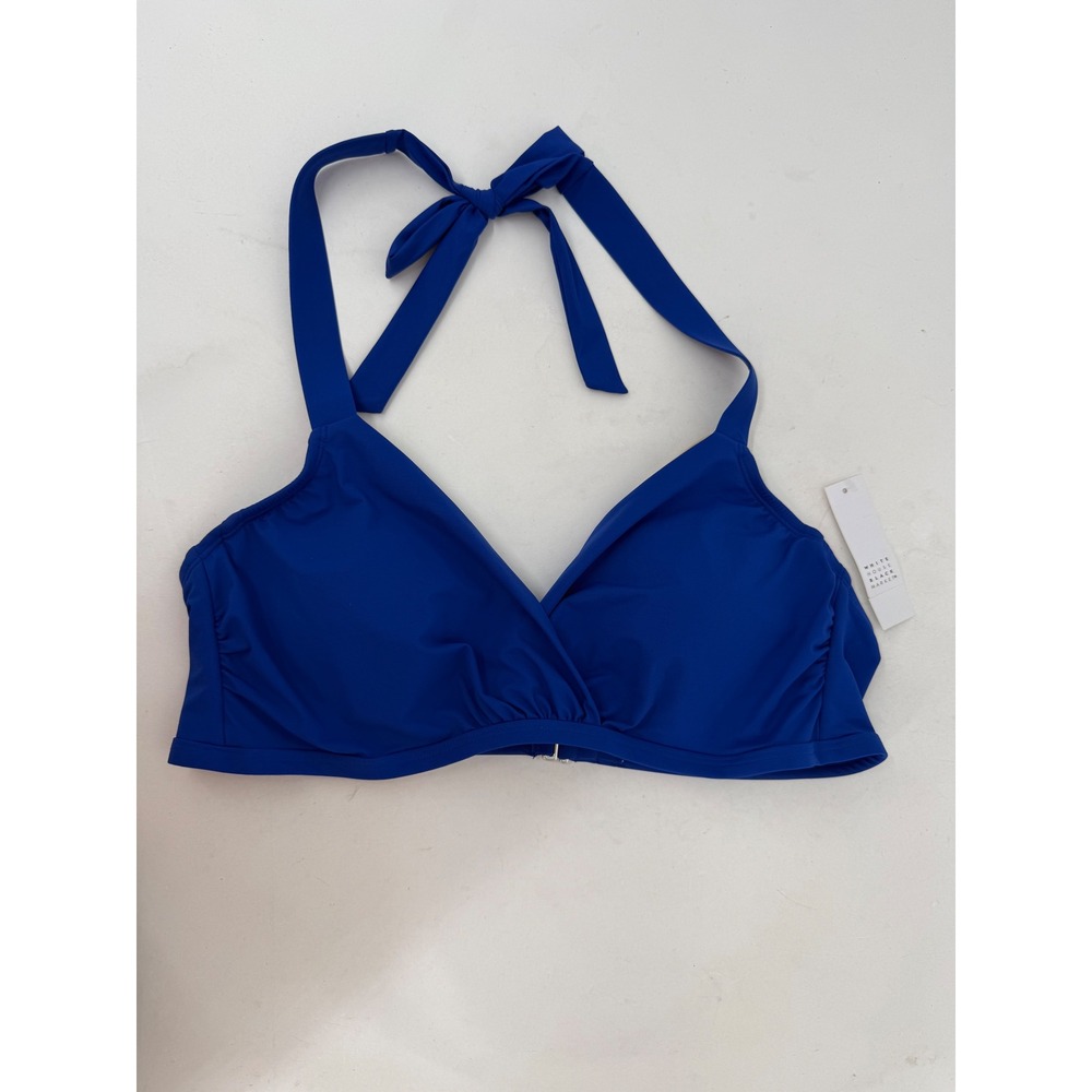 White House Black Market Blue Crossoverโ Underwire Halter Bikini Top Sz XL NEW